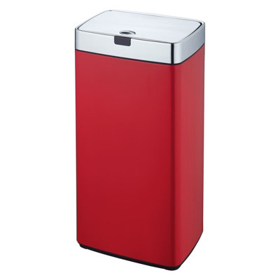 Dihl 45L Iris Red With Chrome Lid Rectangle Stainless Steel Sensor Bin