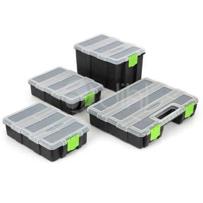 Dihl 4pc Storage Organiser Box for Screws Nails Nuts Craft Carry Case Tool  Box