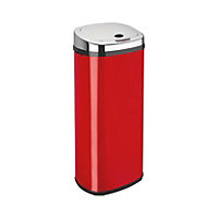 Dihl 50L Red Litre Sensor Bin Kitchen Waste Dustbin Chrome Automatic