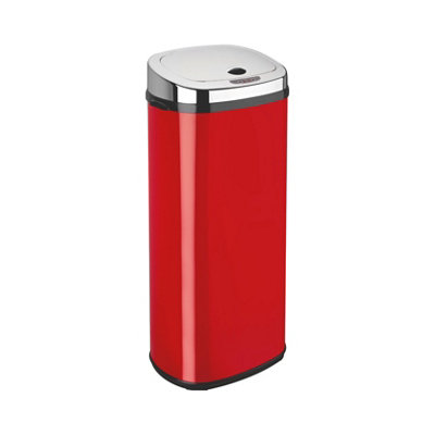 Dihl 50L Red Sensor Bin Kitchen Waste Dustbin Chrome Automatic