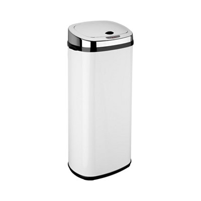 Dihl 50L White Sensor Bin Kitchen Waste Dustbin Chrome Automatic