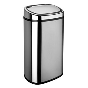 Dihl 58L Chrome with Chrome Lid Stainless Steel Touchless Hands-free Sensor Kitchen Waste Dust Bin Automatic