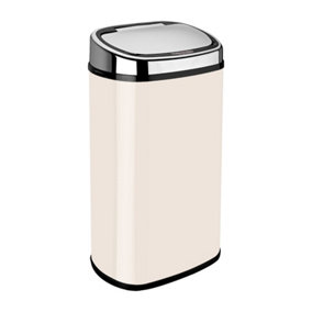 Dihl 58L Cream with Chrome Lid Stainless Steel Touchless Hands-free Sensor Kitchen Waste Dust Bin Automatic