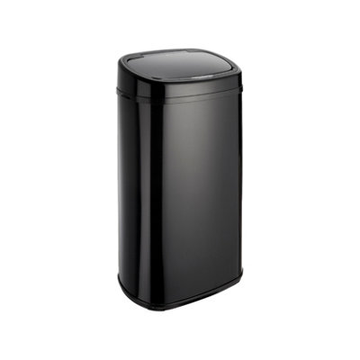 Dihl 58L Sensor Bin Black with Black Lid Kitchen Waste Dustbin Chrome Automatic