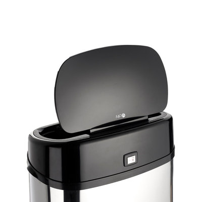 Dihl 58L Sensor Bin Chrome with Black Lid Kitchen Waste Dustbin Chrome Automatic