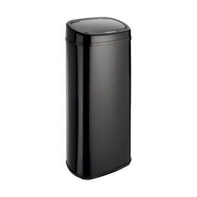 Dihl 68L Sensor Bin Black with Black Lid Kitchen Waste Dustbin Chrome Automatic