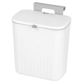 Dihl 9 Litre Waste Bin Kitchen Door Cupboard Hanging or Wall Mount Compost Trash Caddy White