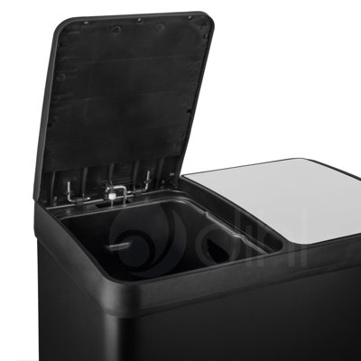 Shop Dihl Black 60 Litre Dual Recycle Pedal Bin 2x 30L
