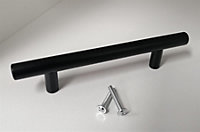 Dihl Black T Bar Furniture Handle Cupboard Cabinet Kitchen - 128mm - Pack of 10