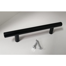 Dihl Black T Bar Furniture Handle Cupboard Cabinet Kitchen - 96mm - Pack of 10