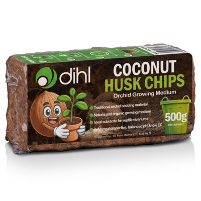 Dihl Coconut Coir Husk Chips Coco Mulch Compost for Orchids - 500g