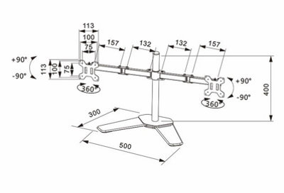 Dihl Double Dual Display Computer Monitor Arm Mount Desk Stand 13" - 27" - 3