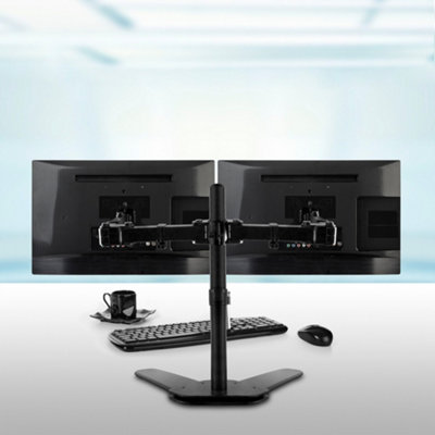 Dihl Double Dual Display Computer Monitor Arm Mount Desk Stand 13" - 27" - 4
