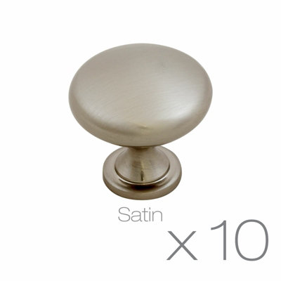 Dihl Satin Zamak Round Furniture Drawer Door Knob (Pack of 10)