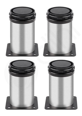 Dihl Short Furniture Table Leg Brushed Stainless Steel - Pack of 4