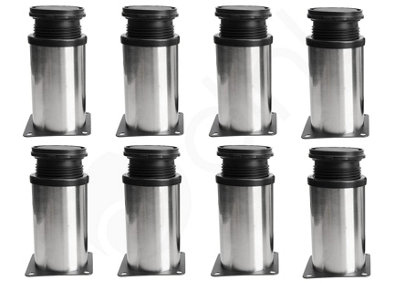 Dihl Short Furniture Table Leg Brushed Stainless Steel - Pack of 8