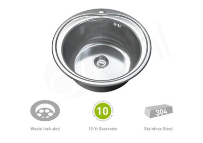 Dihl Single Bowl Stainless Steel Kitchen Sink and Waste 1093