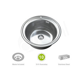 Dihl Single Bowl Stainless Steel Kitchen Sink and Waste 1093