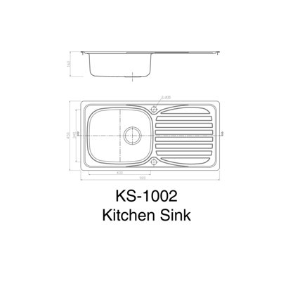 Dihl Single Bowl Stainless Steel Kitchen Sink with Drainer & Waste 1002