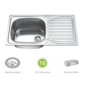 Dihl Single Bowl Stainless Steel Kitchen Sink with Drainer & Waste 1004
