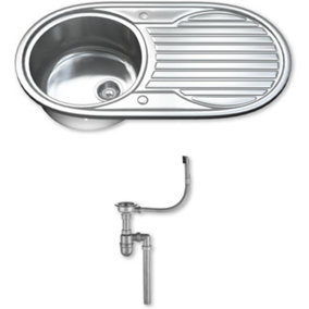 Dihl Single Bowl Stainless Steel Kitchen Sink with Drainer & Waste 1061