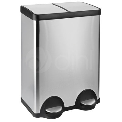 Dihl Stainless Steel 60L Dual Recycle Pedal Bin 2x 30L