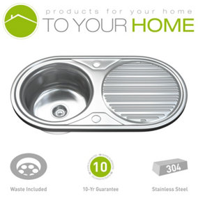 Dihl Stainless Steel Single Bowl Kitchen Sink with Drainer & Waste 1062