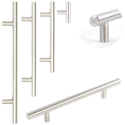 Dihl T-Bar 96mm Brushed Steel Kitchen Cupboard Cabinet Drawer Door Handles (Pack of 4)