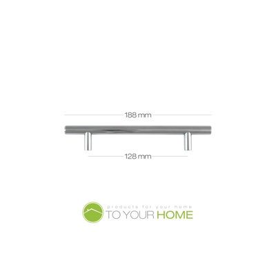 Dihl T-Bar Chrome Furniture Cupboard Cabinet Kitchen Handles 128mm (Pack of 4)
