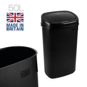 Dihl - UK MADE - 50L Black Sensor Bin with Black Sensor Bin Lid Kitchen Waste Dust Bin Automatic Motor