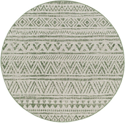 DIKSHA Round In- & Outdoor Global Moss Green Area Rug 160 x 160 cm