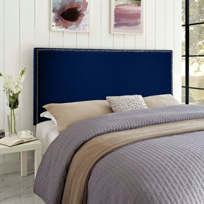 Dime Plush 26 inch Strutted Headboard - Blue | DIY at B&Q