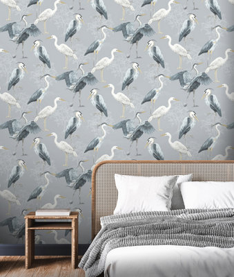 Dimension Heron Blue Wallpaper