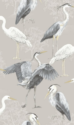 Dimension Heron Grey-Beige Wallpaper