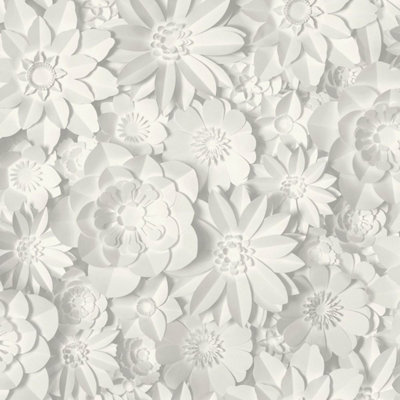 Dimensions Floral Wallpaper White Fine Decor FD42554