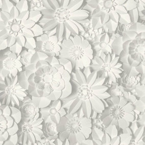 Dimensions Floral Wallpaper White Fine Decor FD42554