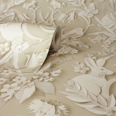 Dimensions Woodland Wallpaper Natural Fine Decor FD43606