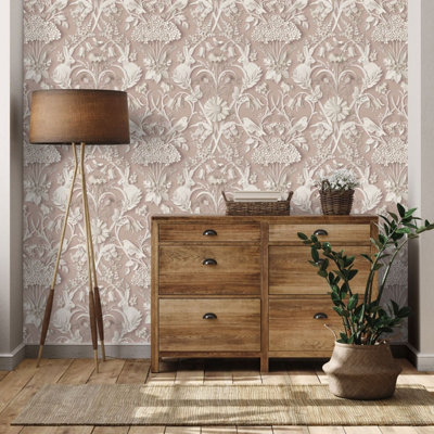 Dimensions Woodland Wallpaper Pink Fine Decor FD43607