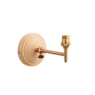 Dimmable Adjustable Wall Sconce with Ash Wood and Brass Finish