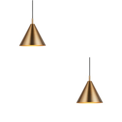 Dimmable Antique Brass Pendant Lights - 2 Pack with Adjustable Height and LED Compatibility