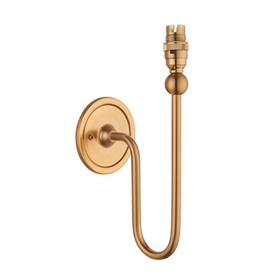 Dimmable Elegant Brushed Aged Brass Wall Light with Curved Arm Design