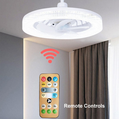 Dimmable LED Ceiling Fan Light with Remote Control - Modern White for ...
