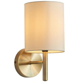 Dimmable LED Wall Light Antique Brass & Cream Shade Modern Lounge Lamp Lighting