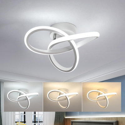 Dimmable Modern LED Ceiling Light, 3 Light Colors Changeable,curve White