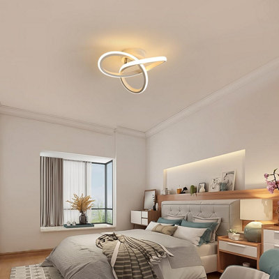 LED Ceiling Light, 21W Modern Curved Design LED Ceiling Ligts, 3 Built-in LED Boards Cold White 6500K Metal Flush Mount Ceiling Light Fixture For