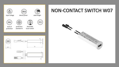 Dimmable non-contact switch W07 (two-speed or proximity) - white