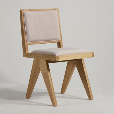 Dimo Dining Chair Linen Fabric Padded Seat Scandi Mid-Century Ashy ...