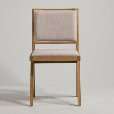 Dimo Dining Chair Linen Fabric Padded Seat Scandi Mid-Century Ashy ...