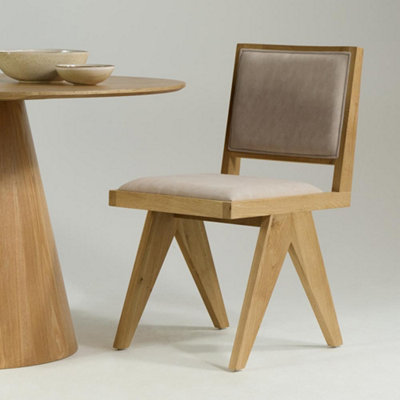 Dimo Dining Chair Linen Fabric Padded Seat Scandi Mid-Century Ashy ...