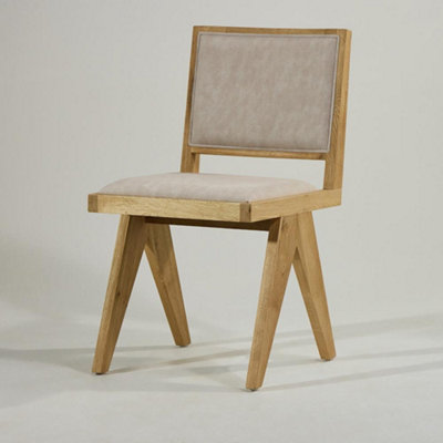Dimo Dining Chair Linen Fabric Padded Seat Scandi Mid-Century Ashy ...